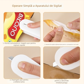 Mașină mini pentru sigilat gustări, 2 în 1 tăiere și sigilare, sigiliu vid portabil reîncărcabil pentru uz casnic