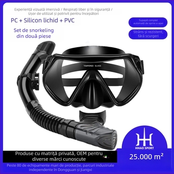 Mască de snorkeling din silicon, cadru mare – set din două piese, unisex