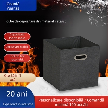 Cutie de depozitare din material nețesut, neagră, pliabilă, fără capac, pentru haine și pantaloni, organizare acasă, personalizabilă
