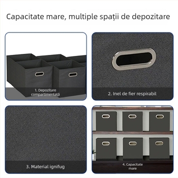 Cutie de depozitare din material nețesut, neagră, pliabilă, fără capac, pentru haine și pantaloni, organizare acasă, personalizabilă