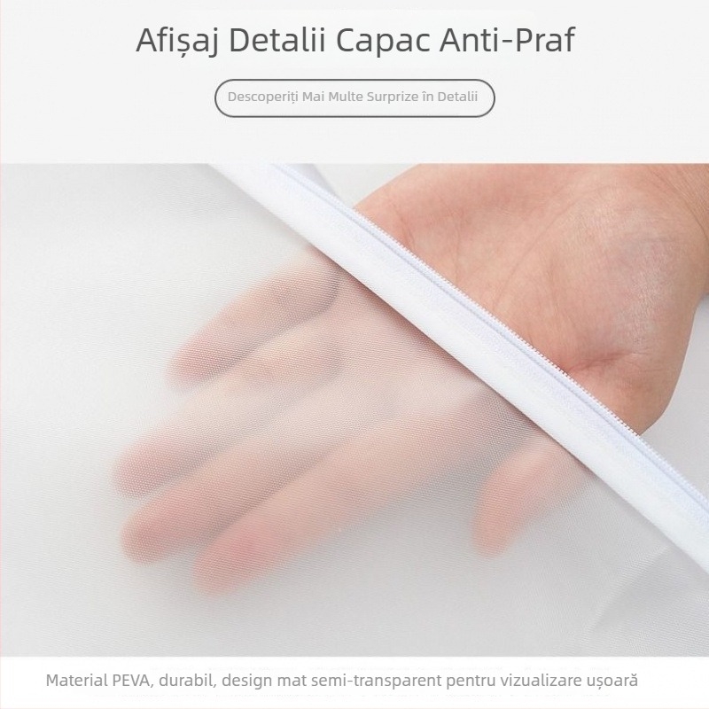 Geantă de haine transparentă, complet închisă, pentru umeraș – protecție împotriva prafului pentru paltoane și costume în garderoba de acasă