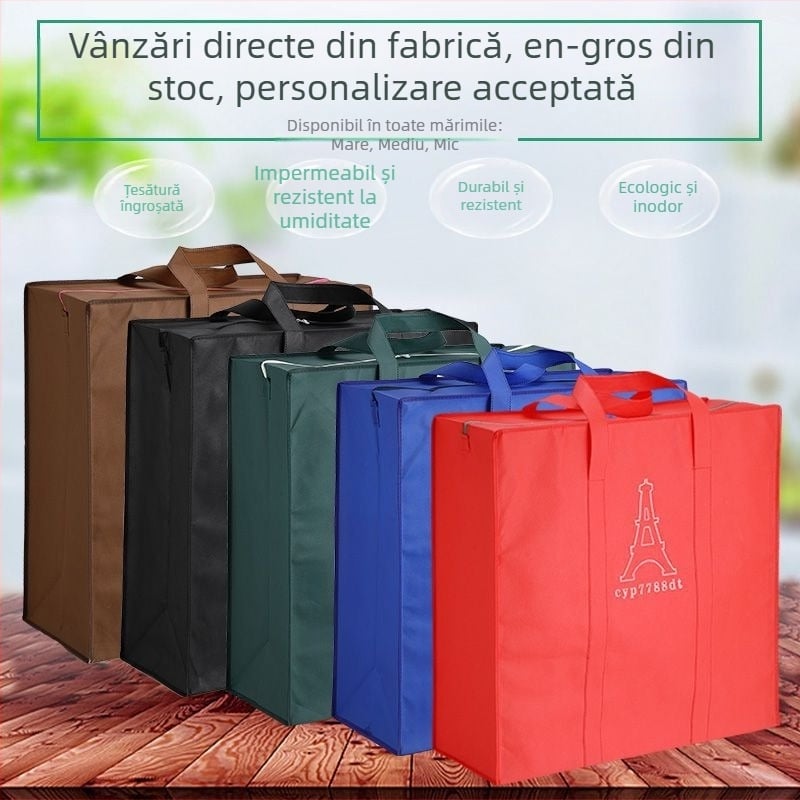 Geantă de depozitare din material nețesut, cu fermoar, capacitate mare, pentru mutări