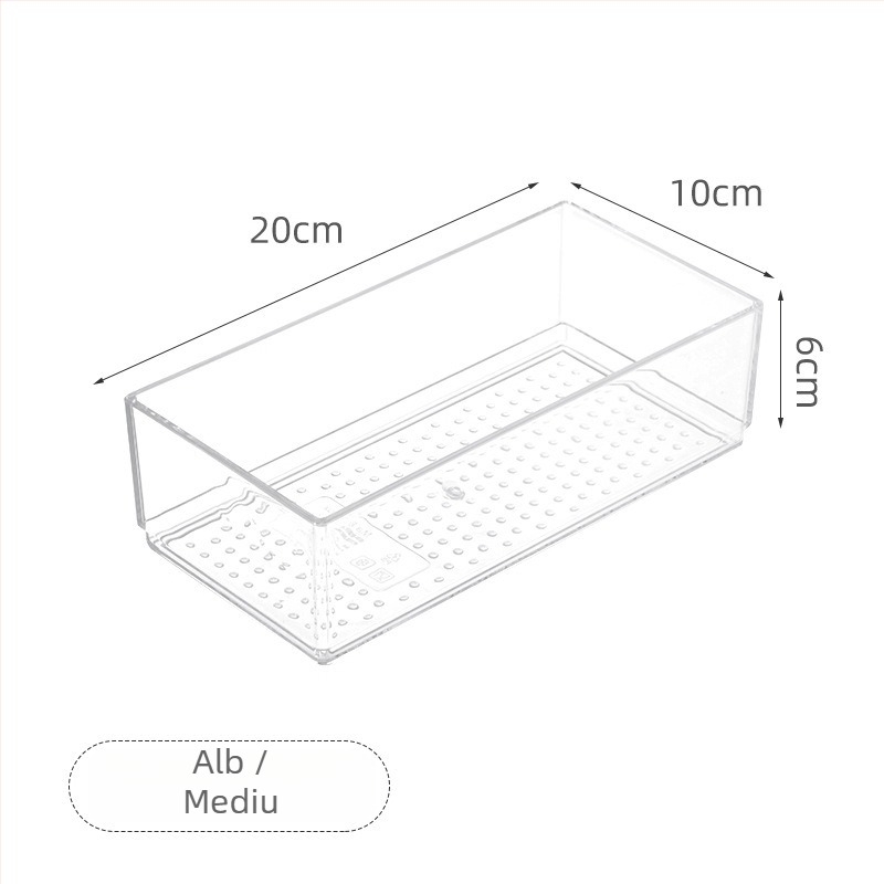 Organizator de sertar din plastic transparent cu compartimente pentru bucătărie, veselă și cosmetică