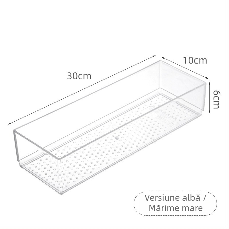 Organizator de sertar din plastic transparent cu compartimente pentru bucătărie, veselă și cosmetică
