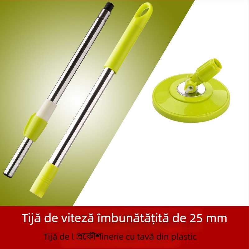 Mâner de mop din oțel inoxidabil 202, telescopic, rotativ, gros, cu storcere automată prin presare manuală