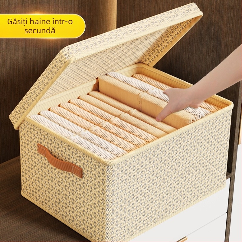 Bertrand Cutie de depozitare din țesătură, aspect ușor luxos, pliabilă cu mâner, protecție la praf și umezeală, organizare garderobă, 10–20 L