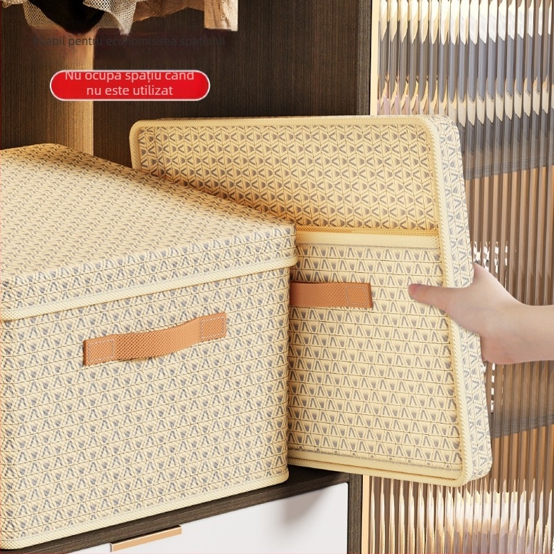 Bertrand Cutie de depozitare din țesătură, aspect ușor luxos, pliabilă cu mâner, protecție la praf și umezeală, organizare garderobă, 10–20 L