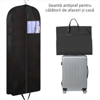 Husă de protecție împotriva prafului pentru haine cu fereastră transparentă, portabilă pentru călătorii de afaceri, husă pentru costum și paltoane