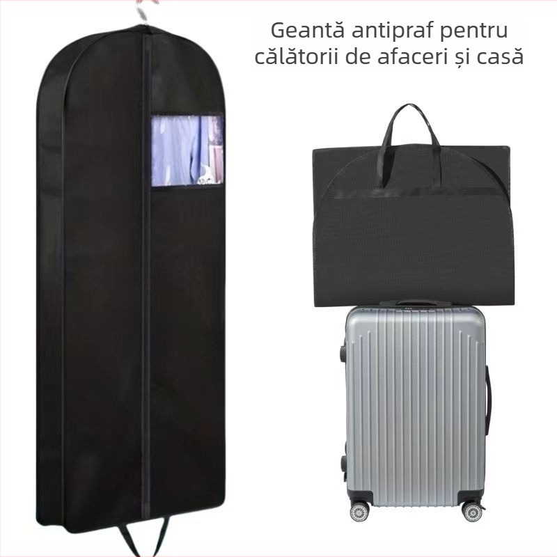 Husă de protecție împotriva prafului pentru haine cu fereastră transparentă, portabilă pentru călătorii de afaceri, husă pentru costum și paltoane