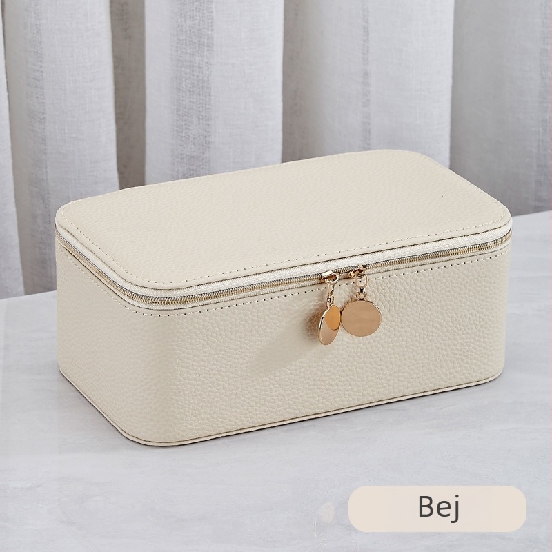 Cutie de bijuterii cu fermoar în stil coreean, cu 12 compartimente pentru cercei, inele, coliere și alte accesorii