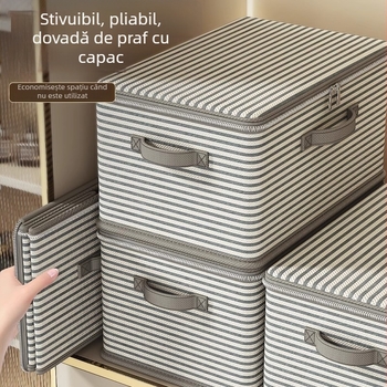 Cutie de depozitare din textile, cu capac, capacitate mare, pentru haine și pături, pliabilă