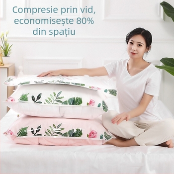 Pungi vid pentru comprimare haine și pilotă, material PA+PE, model OZSND076