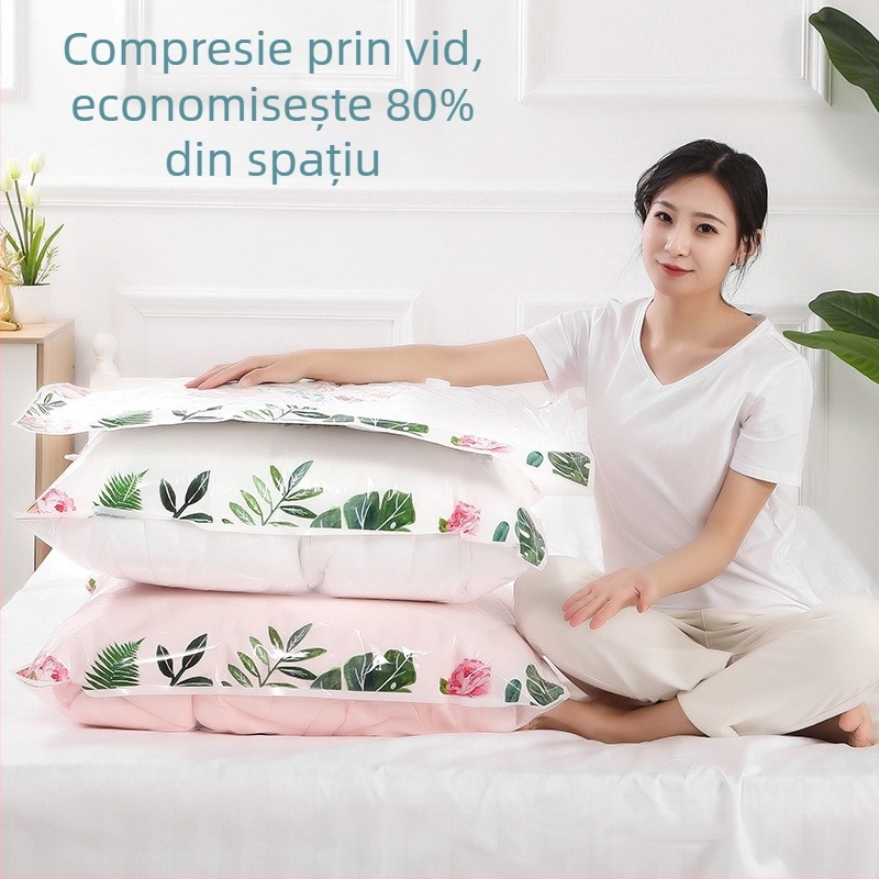 Pungi vid pentru comprimare haine și pilotă, material PA+PE, model OZSND076