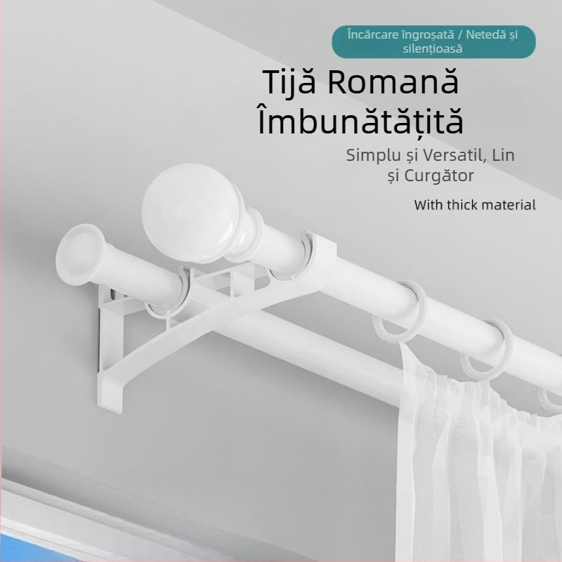Set complet de accesorii îngroșate pentru șinele glisante, bare de perdea cu două segmente, suporturi pentru o singură bară și cârlige pentru șina de perdea