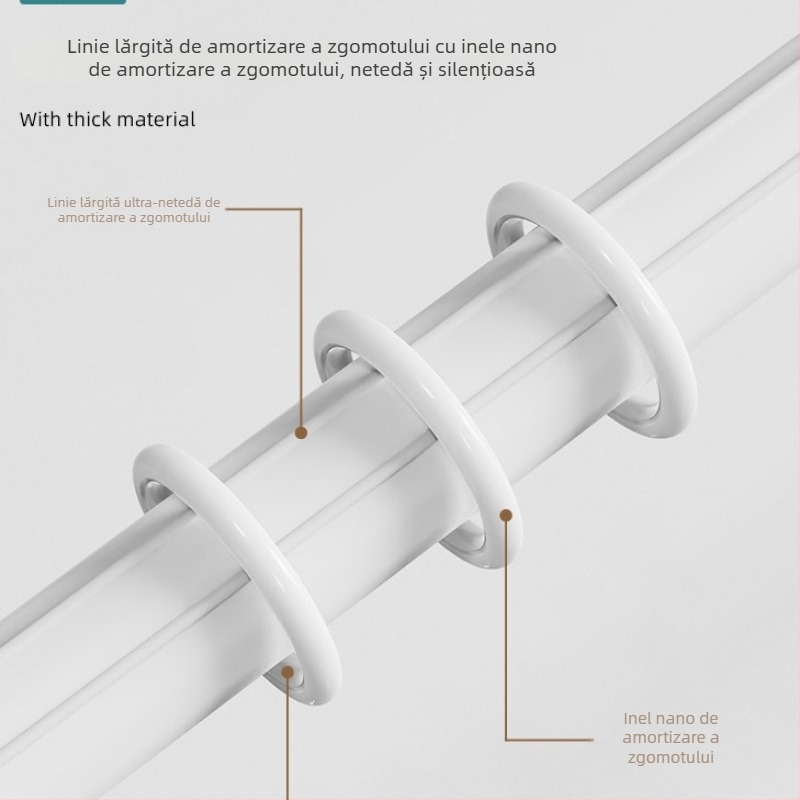 Set complet de accesorii îngroșate pentru șinele glisante, bare de perdea cu două segmente, suporturi pentru o singură bară și cârlige pentru șina de perdea