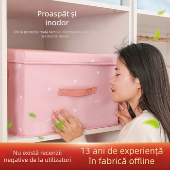 Cutie de depozitare textilă, pliabilă, cu capac, pentru lenjerie, haine, jucării și gustări