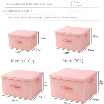 Cutie de depozitare textilă, pliabilă, cu capac, pentru lenjerie, haine, jucării și gustări
