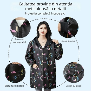 Sortă de bucătărie căptușită cu fleece, cu mâneci, fermoar, impermeabilă, protecție împotriva murdăriei, pentru adulți