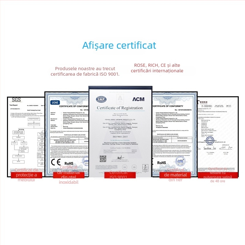 DG Cleme pentru perdea cu cinci mărgele, oțel inoxidabil, set de 12 buc., alb și negru, accesorii moderne pentru ferestre