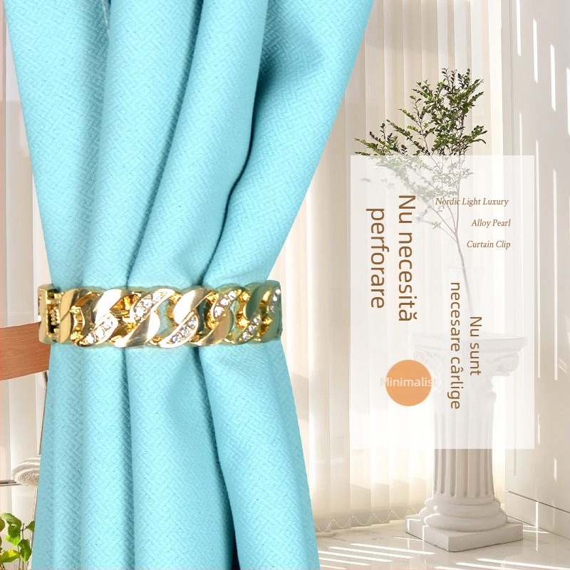 Clipuri personalizate pentru perdea, fără găuri, placare electroplată, încrustate cu cristale, catarame cu arc pentru perdea, curele pentru perdea, decor modern de lux pentru casă