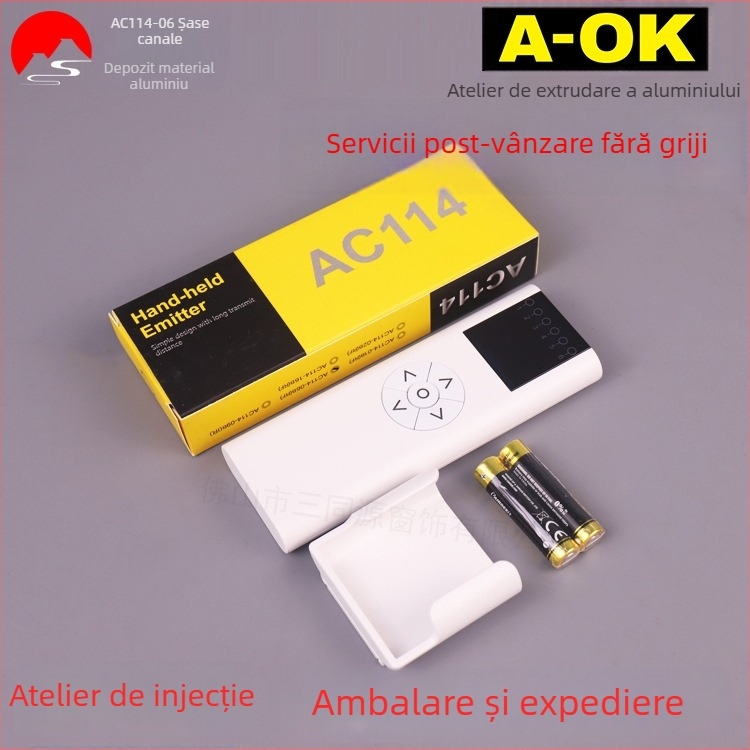 Smart Home Aoke AC114-06 telecomandă cu șase canale pentru perdele electrice și emițător cu șase canale