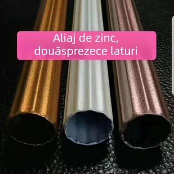 Bară pentru perdele din aliaj de zinc, profil dodecagonal