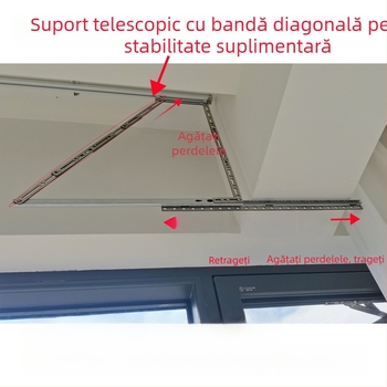 Dispozitiv pentru șină de perdea de arc, șină pătrată extensibilă, șină dreaptă, șină electrică reglabilă pentru balcon, accesorii stânga-dreapta
