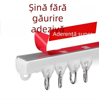 Șină autoadezivă fără găuri pentru dulapuri și baie – role silențioase pentru perdele de duș și uși, șină pentru perdele, personalizabil