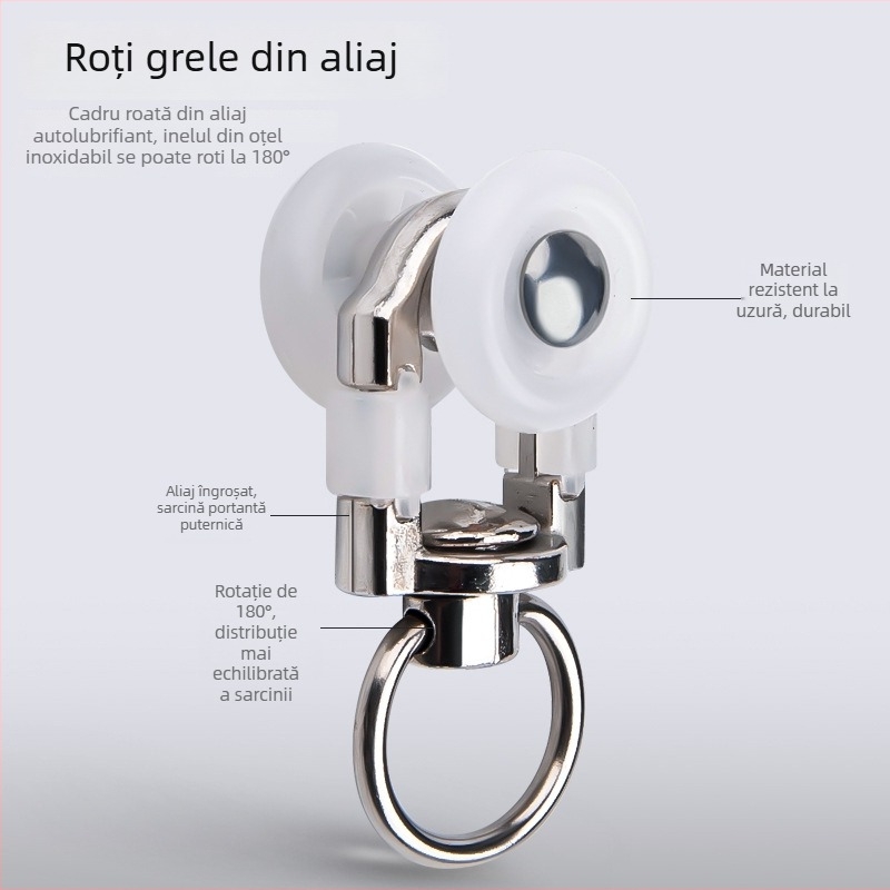 2.0 Șină de perdeu curbată, silențioasă, cu role, din aliaj de aluminiu, șină dreaptă și accesorii