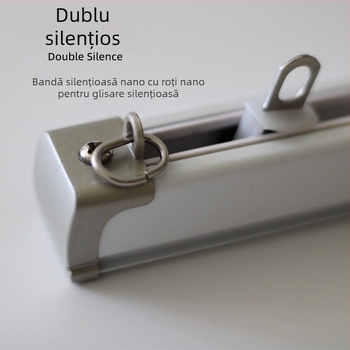 Șină de perdea din aliaj de aluminiu, robustă și silențioasă, montaj superior și lateral, șină dreaptă pentru o singură sau dublă, set accesorii perdea