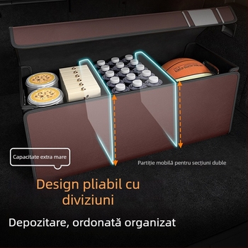 Cutie de depozitare pentru portbagaj, model diamantat, închidere magnetică, spațiu mare pentru obiecte auto, pliabilă