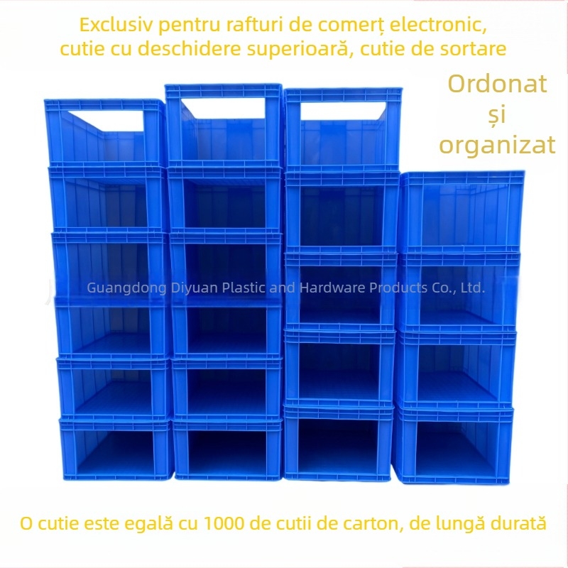 Cutie turnover cu deschidere superioară pentru depozitare, cutie de sortare stivabilă, dreptunghiulară