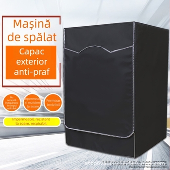 Husă neagră pentru mașina de spălat, 210D – impermeabilă, protecție UV, pentru exterior