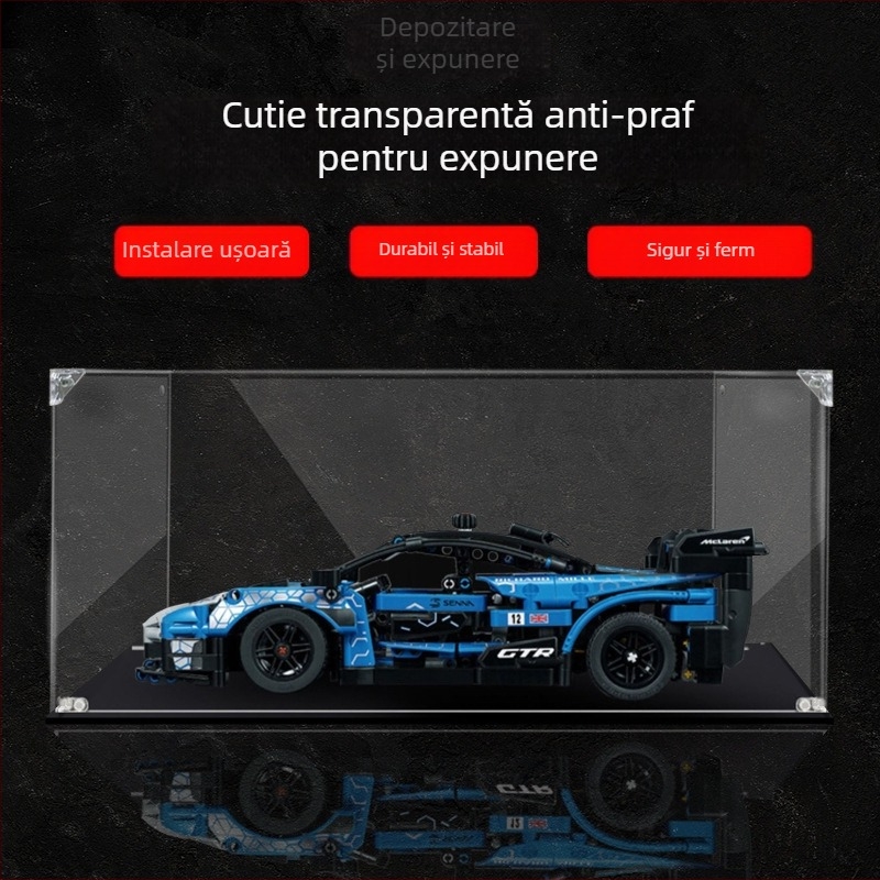 Cutie de afișare și depozitare din acril pentru modelul de mașină sport 42123, cu capac transparent anti-praf
