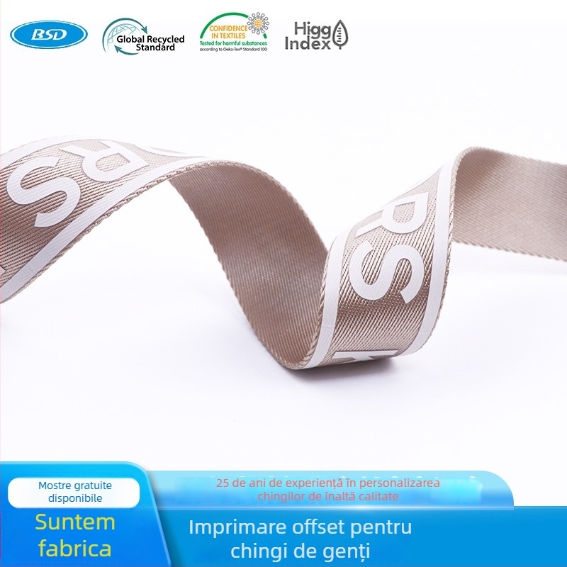 Bandă împletită cu litere aurii imprimate pentru genți, pălării și accesorii vestimentare