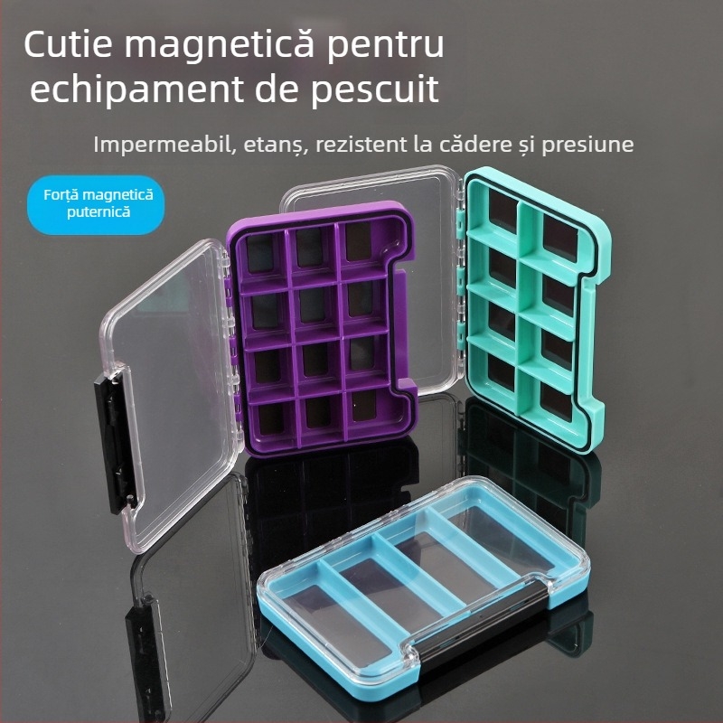 Cutie de depozitare pentru accesorii de pescuit în aer liber - subțire, impermeabilă, cu magnet mic, organizator multifuncțional