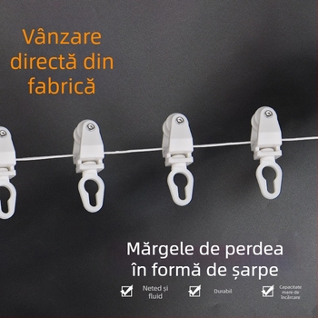 Bandă pentru șinele perdelei, în formă de șarpe, albă, îngroșată, perforată, din poliester-nylon