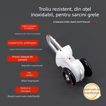 Șină pentru perdele din aliaj de aluminiu cu arc semicircular, ghidaj și role, pentru șine simple și duble