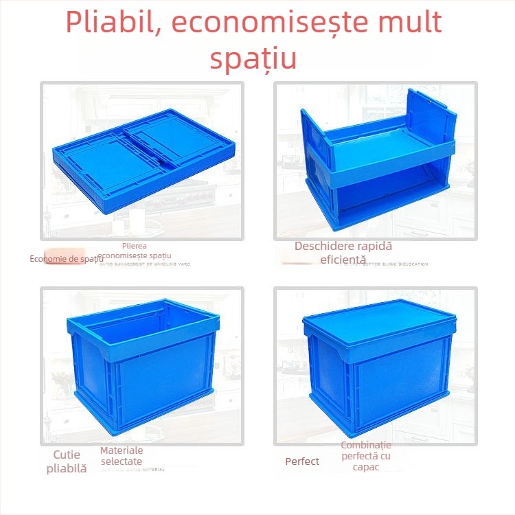 Cutie pliabilă din plastic cu capac, pentru depozitare și transport