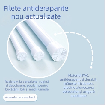 Bară telescopică din oțel de înalt carbon, fără găuri, pentru perdele de duș, perdele de ușă și uscarea hainelor