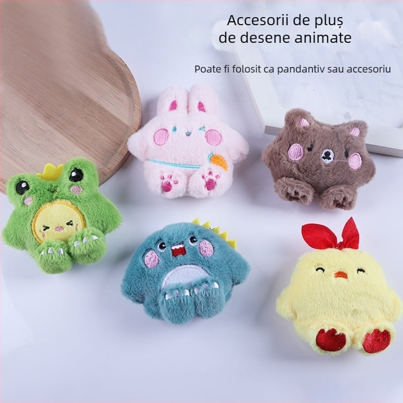 Set drăguț de accesorii din pluș cu pui – accesorii pentru animale mici, broșă, agrafă pentru păr și husă pentru telefon