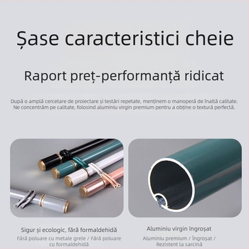 Bară de perdea din aliaj de aluminiu, silențioasă, cu set complet de accesorii, suporturi și cârlige întărite, pentru montaj cu o singură bară sau două bari