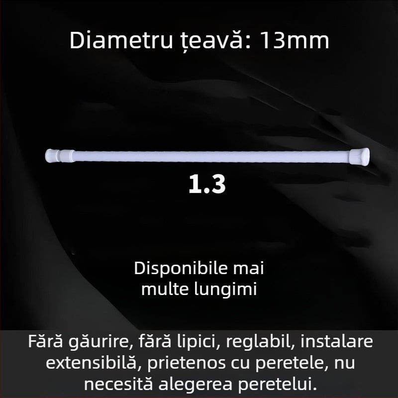 Bară telescopică fără găuri pentru uscat haine, perdele de duș și de ușă, accesorii de agățat bucătărie, bară romană și bară pentru perdele, stil modern minimalist