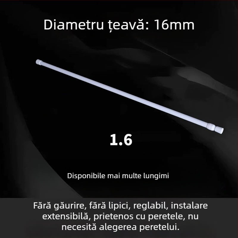 Bară telescopică fără găuri pentru uscat haine, perdele de duș și de ușă, accesorii de agățat bucătărie, bară romană și bară pentru perdele, stil modern minimalist