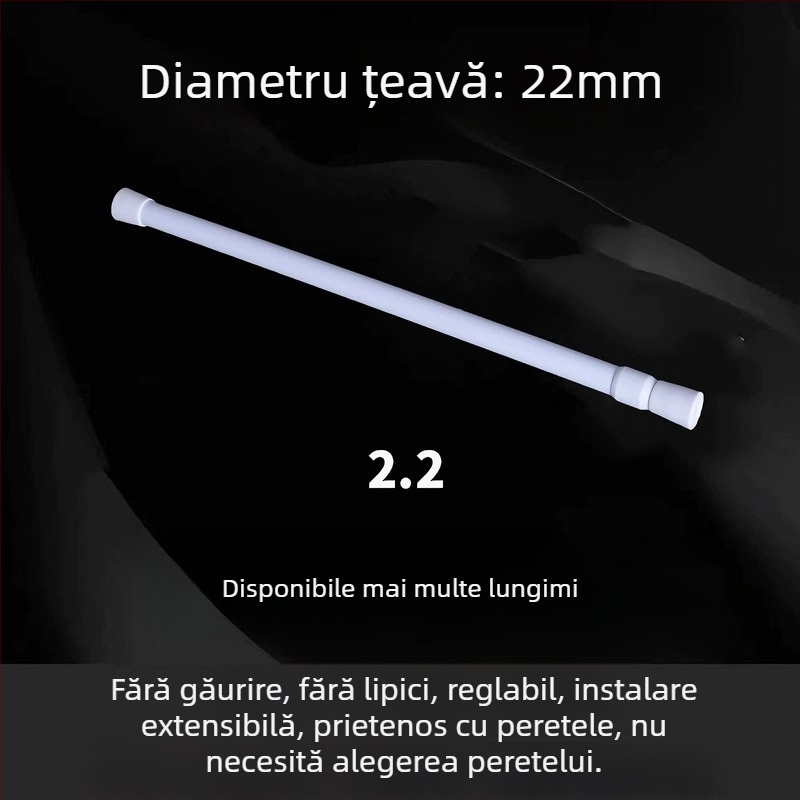 Bară telescopică fără găuri pentru uscat haine, perdele de duș și de ușă, accesorii de agățat bucătărie, bară romană și bară pentru perdele, stil modern minimalist