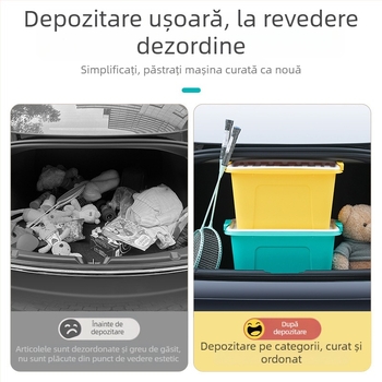 Camellia casetă de depozitare din plastic, medie, cu capac, pentru mașină, 25L