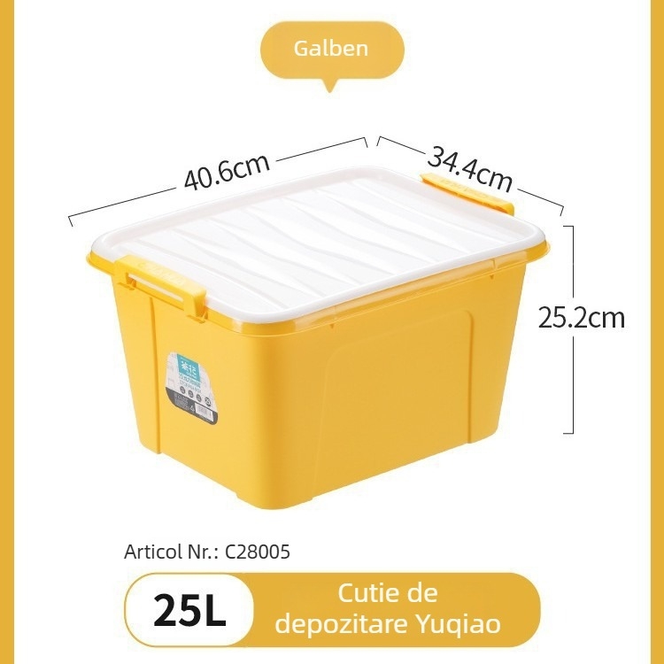 Camellia casetă de depozitare din plastic, medie, cu capac, pentru mașină, 25L