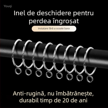 Inel de perdea deschidere cu cârlig metalic reglabil, pentru șină romană – cataramă circulară pentru perdea și inel de agățare