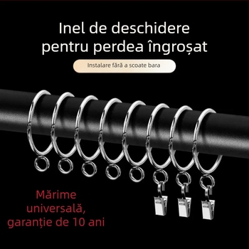 Inel de perdea deschidere cu cârlig metalic reglabil, pentru șină romană – cataramă circulară pentru perdea și inel de agățare
