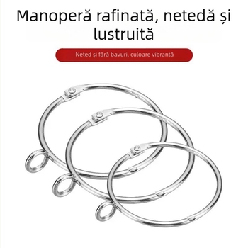 Inel de perdea deschidere cu cârlig metalic reglabil, pentru șină romană – cataramă circulară pentru perdea și inel de agățare